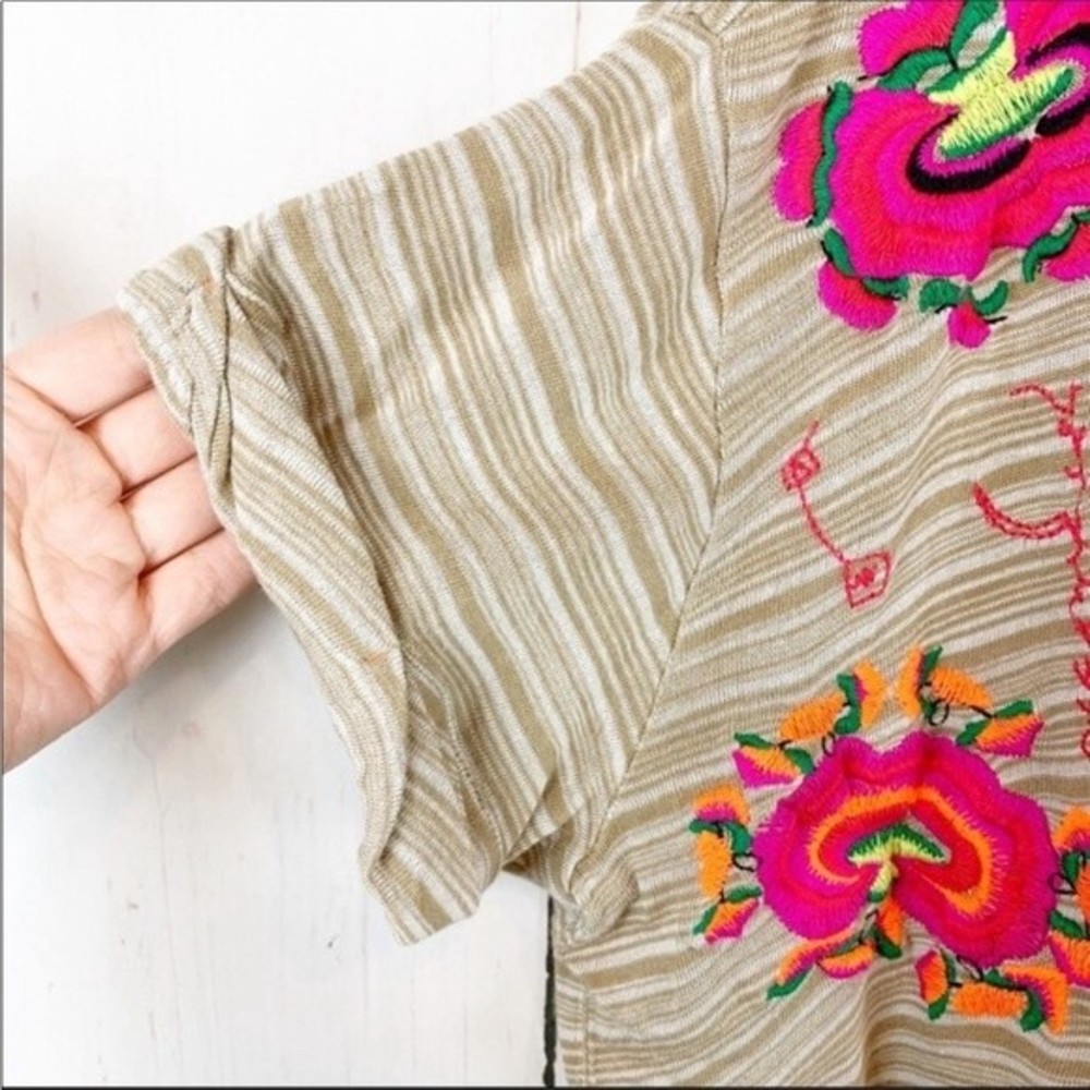 Free People Striped Top with Floral Embroidery - Picture 4 of 5